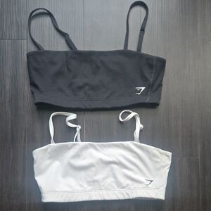 Black and White Gymshark Bandou Sports Bras